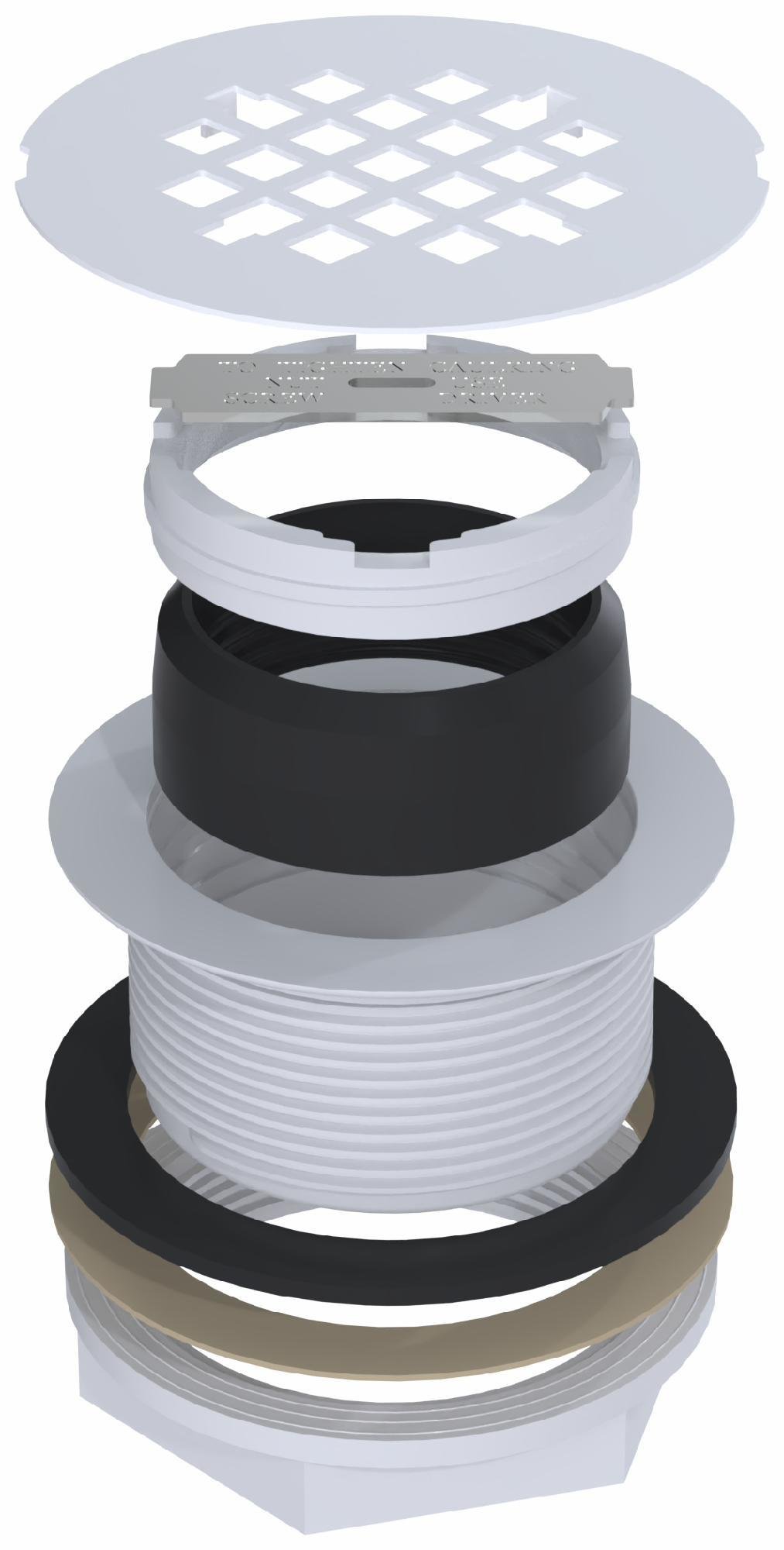 2-Piece PVC Shower Drain x Comp - White SD12-W +osb - Image 2
