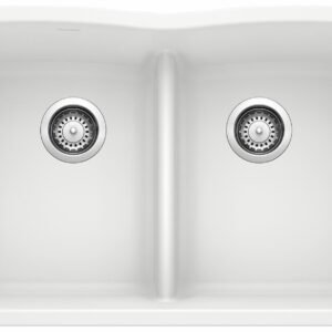 Diamond U 2 Bowl Low Divide Undermount Silgranit Sink - White 401838 Blanco