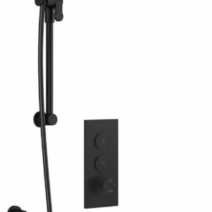 RoundOne TB2 Thermostatic Push-Button Shower System with Wall Arm (Less Valve) - Matte Black BF2065-160 Kalia