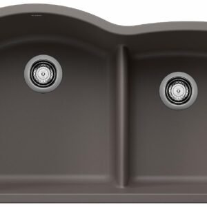 Diamond U 1.75 Bowl Low Divide Undermount Silgranit Sink - Volcano Gray 402906 Blanco