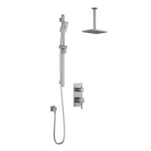 SquareOne TD2 Thermostatic Integrated Diverter Shower System with Vertical Ceiling Arm - Pure Nickel BF1650-125-001 Kalia