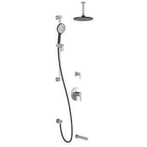 Kontour TD3 Thermostatic Shower System with Vertical Ceiling Arm - Black/Chrome BF1613-150-001 Kalia