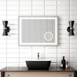 Effect 24" x 32" Illuminated Magnifying Mirror with Touch Switch - Black MR1785-570-001 Kalia