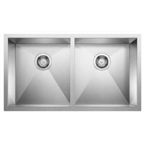Quatrus U 2 Bowl Undermount Kitchen Sink - Stainless 401247 Blanco