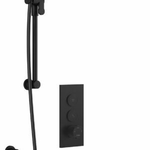 RoundOne TB2 Thermostatic Push-Button Shower System with Wall Arm - Matte Black BF2064-160 Kalia