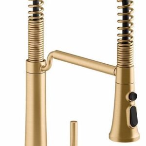 Tone Semi-Professional Kitchen Faucet with Spring Pulldown Spray - Vibrant Brushed Moderne Brass 23765-2MB Kohler