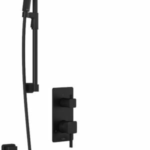 SquareOne TD3 Premia Thermostatic Integrated Diverter Shower System with Wall Arm - Matte Black BF1654-160-200 Kalia