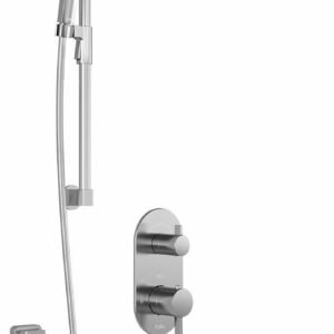 RoundOne TD3 Premia Thermostatic Integrated Diverter Tub and Shower System with Vertical Ceiling Arm - Chrome BF1642-110-201 Kalia