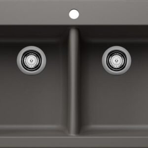 Horizon 210 2 Bowl Silgranit Drop-In Kitchen Sink - Volcano Gray 402913 Blanco