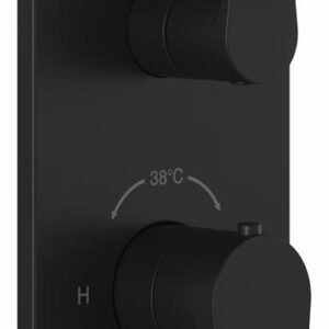 Moroka Plus/Premia 3-Way Thermostatic Integrated Diverter Valve with Round Decorative Trim - Matte Black BF2171-160 Kalia