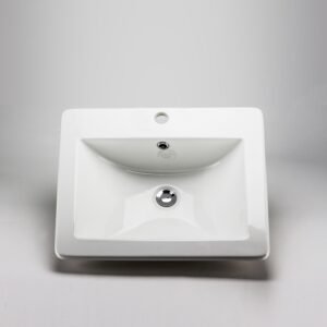 Rectangular 1-Hole Drop-In Bathroom Sink - White 36861 Acritec