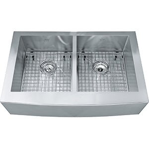 2 Bowl Apron Front Farmhouse Sink - Stainless Steel QDFS31B Kindred