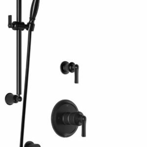 Rustik TD3 Thermostatic Shower System with Wall Arm - Black BF1617-165 Kalia