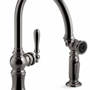 Artifacts 2-Hole Kitchen Faucet with Separate 2-Function Spray - Vibrant Titanium 99262-TT Kohler