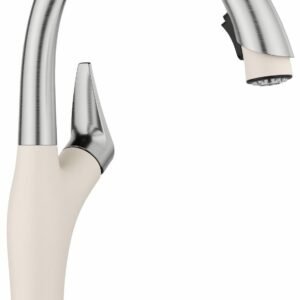 Artona Kitchen Faucet with Pulldown Spray - Pvd Steel/Soft White 443040 Blanco