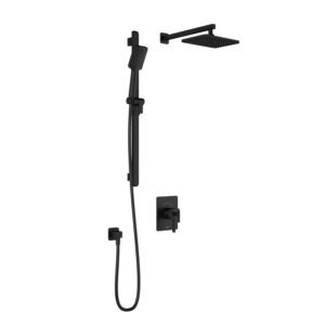 SquareOne TCD1 Thermostatic Coaxial Shower System with Wall Arm (less valves) - Matte Black BF1649-160 Kalia