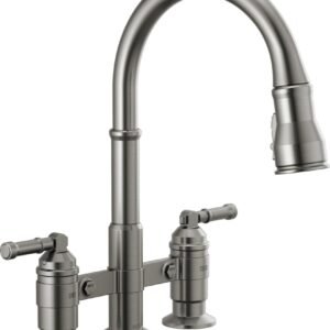 Bridge Kitchen Faucet with Pulldown Spray - Black Stainless 2390L-KS-DST Delta