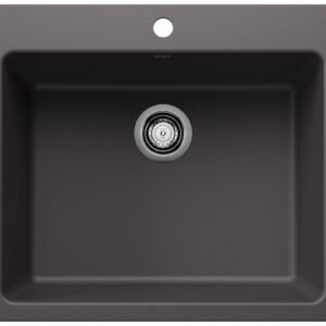 Liven 25 1 Bowl Silgranit Dual Mount Kitchen Sink - Cinder 403652 Blanco