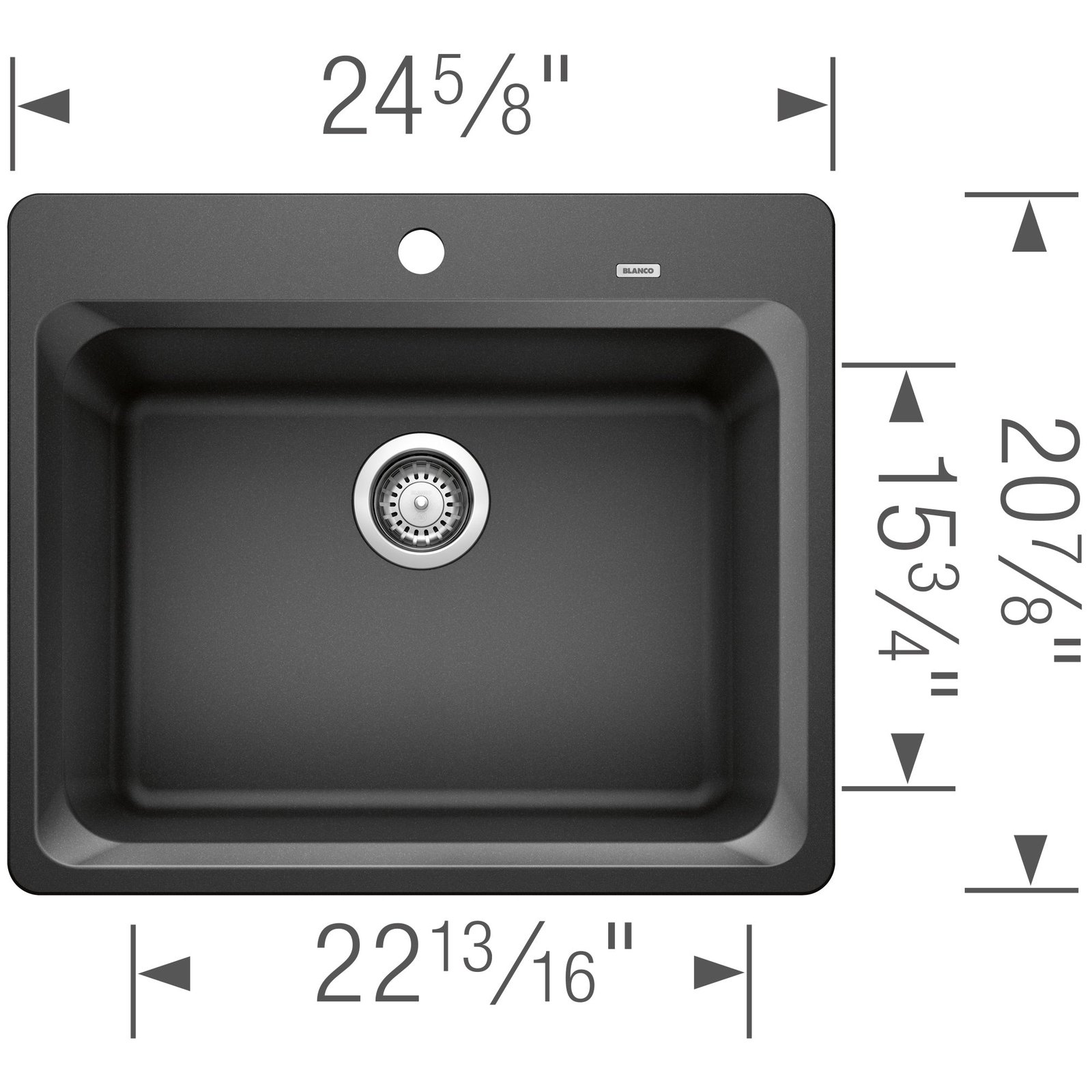 Vision 1 Bowl Silgraint Drop-In Kitchen Sink - Anthracite 400174 Blanco - Image 2