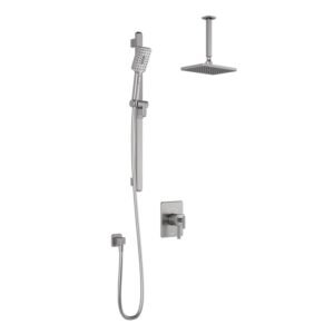 SquareOne TCD1 Thermostatic Coaxial Shower System with Vertical Ceiling Arm - Pure Nickel BF1648-125-001 Kalia