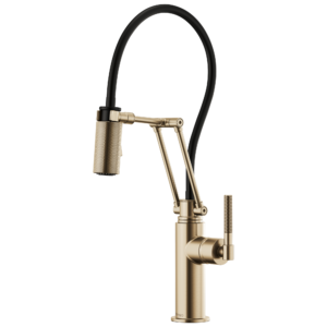 Litze Articulating Kitchen Faucet with Knurled Handle - Luxe Gold 63243LF-GL Brizo