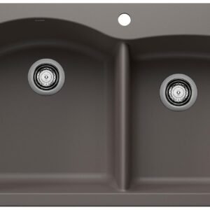 Diamond 1-3/4 2 Bowl Silgranit Drop-In Kitchen Sink - Volcano Gray 402904 Blanco