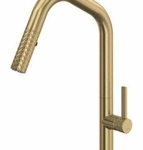 Tenerife Kitchen Faucet with Pulldown Spray and U-Spout - Antique Gold TE56D1LMAG Rohl
