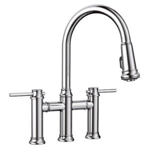 Empressa Bridge Kitchen Faucet with Pulldown Spray - Chrome 442504 Blanco