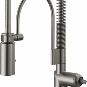 Odin SmartTouch Semi-Professional Kitchen Faucet with Spring Pulldown Spray (Less Handles) - Luxe Steel 64375LF-SLLHP Brizo