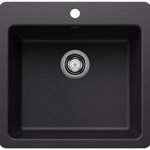 Liven 21 1 Bowl Silgranit Dual Mount Kitchen Sink - Coal Black 403658 Blanco