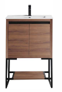 Selby 24" x 18" 2-Door Vanity with Metal Base (Cabinet Only) - Walnut DC2018-24WAL Duval