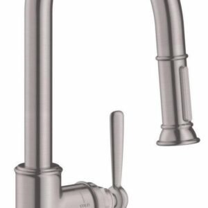 Axor Montreux Kitchen Faucet with Pulldown Spray - Steel Optic 16581801 Axor