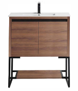 Selby 30" x 18" 2-Door Vanity with Metal Base (Cabinet Only) - Walnut DC2018-30WAL Duval