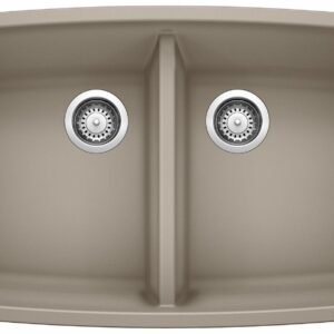 Performa U 2 Bowl Silgranit Undermount Kitchen Sink - Truffle 401189 Blanco