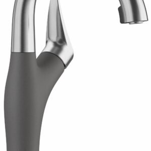 Artona Bar Faucet with Hidden Pulldown Spray - Stainless/Cinder 526382 Blanco