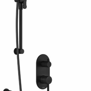 RoundOne PB4 2-Way Pressure Balance Integrated Diverter Shower System with Wall Arm - Matte Black BF2175-160 Kalia