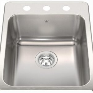 Steel Queen 17-1/4" 3-Hole 1 Bowl Drop-In Kitchen Sink - Stainless Steel QSLA2217-8-3 Kindred