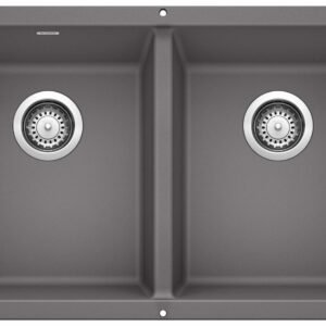 Precis U 2 Bowl Silgranit Undermount Kitchen Sink - Cinder 401415 Blanco