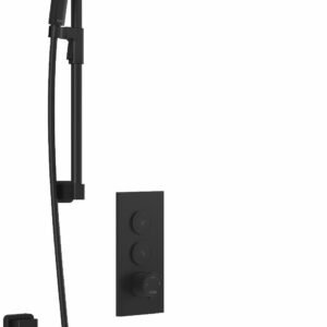 SquareOne TB2 Premia Thermostatic Push-Button Shower System with Wall Arm (Less Valve) - Matte Black BF2069-160-200 Kalia