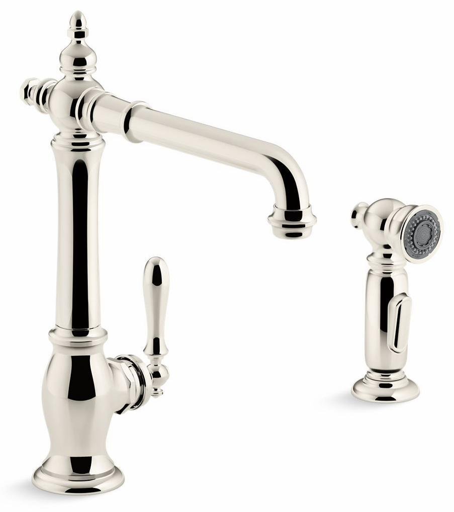 Artifacts Kitchen Faucet with Side Spray - Vibrant Polished Nickel 99265-SN Kohler