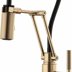 Litze SmartTouch Articulating Kitchen Faucet with Knurled Handle - Luxe Gold 64243LF-GL Brizo