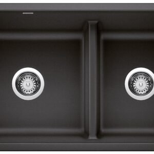 Precis U 1-3/4 2 Bowl Silgranit Low Divide Undermount Kitchen Sink - Anthracite 402065 Blanco