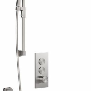 Moroka TB2 Premia Thermostatic Push-Button Shower System with Vertical Ceiling Arm - Pure Nickel BF2095-125-201 Kalia