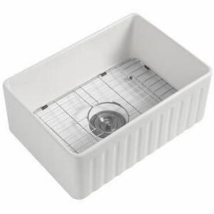 1 Bowl 30 x 20 Fireclay Reversible Apron Front Sink - White DF2030 Duval