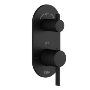 RoundOne Valve Trim for 2 or 3-Way Thermostatic Valve with Integrated Diverter - Matte Black 104082-160 Kalia