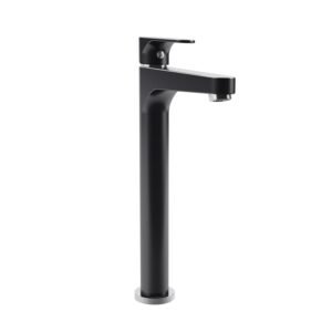 Kontour Tall Single Hole Bathroom Vessel Sink Faucet 1.5 GPM - Black/Chrome BF1286-150 Kalia