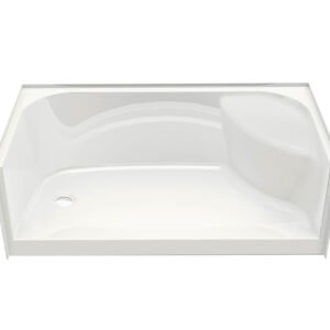 SPS 34" x 60" AcrylX LH Drain Alcove Shower Base with RH Seat - White 145044-000-002-085 Maax