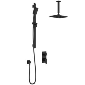 Moroka TD2 Thermostatic Integrated Diverter Shower System with Vertical Ceiling Arm (Less Valve) - Matte Black BF1923-160-001 Kalia
