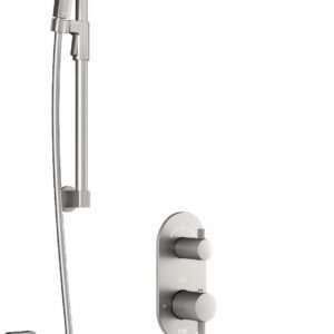 RoundOne TD3 Premia Thermostatic Integrated Diverter Tub and Shower System with Vertical Ceiling Arm (Less Valve) - Pure Nickel BF1643-125-201 Kalia