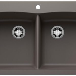 Diamond 210 2 Bowl Silgranit Drop-In Kitchen Sink - Volcano Gray 402907 Blanco